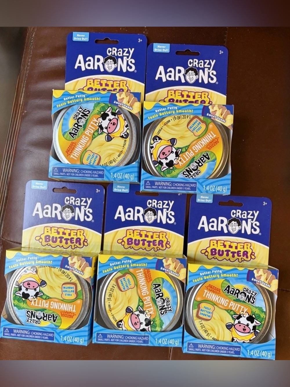 5 Crazy Aaron’s Better Butter 3.5” Thinking Putty Tin 1.4 Oz